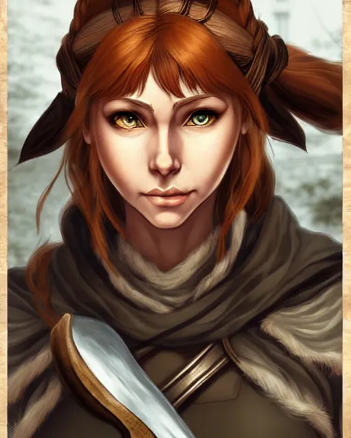 Image similar to Aela the Huntress from Skyrim || cute-fine-face, pretty face, realistic shaded Perfect face, fine details. Anime. realistic shaded lighting poster by Sakimichan and Artgerm, professional manga illustrator