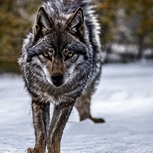 Prompt: giant cat - wolf, nature photography