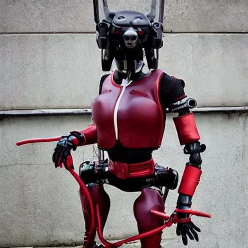 Image similar to boston dynamics cosplay cola, butcher billy style