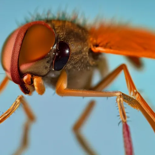 Image similar to macro lenses of a fruit fly. Small Insect. Very detailed. Great zoom. Award winning photography. 4k