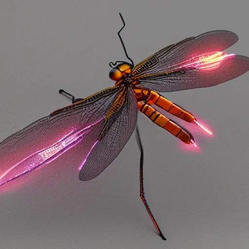 Prompt: Dragonfly made of fire, octane render