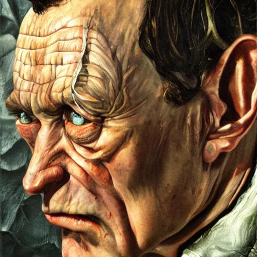 Prompt: high quality high detail painting by lucian freud, hd, sauron from lord of the rings