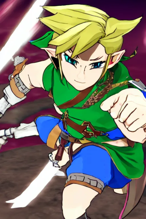 Image similar to an in game portrait of link from genshin impact, genshin impact art style.