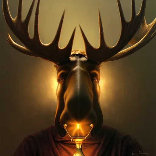 Prompt: A moose wearing an anonymous mask, Guy Fawkes, fantasy, intricate, elegant, highly detailed, digital painting, artstation, concept art, smooth, sharp focus, illustration, art by Krenz Cushart and Artem Demura and alphonse mucha