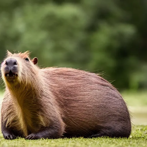 Image similar to cute capybara eating a nvidia gpu, cooling fans on the gpu, a happy capybara chewing on a video card, soft blue lights, bokeh, sharp focus, 3 5 mm, taken by sony a 7 r, 4 k, award winning