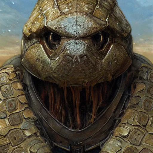 Image similar to snapping turtle as a realistic fantasy knight, closeup portrait art by donato giancola and greg rutkowski, realistic face, digital art, trending on artstation, symmetry!!, no helmet