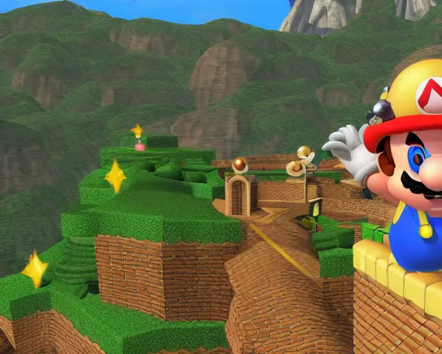 Image similar to jesus christ the redeemer super mario 6 4 level, screenshot from super mario 6 4