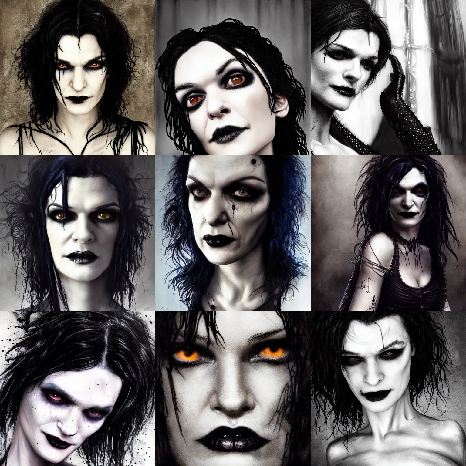 Prompt: rachel weisz as death from sandman, gentle smile, goth chic, by cedric peyravernay, by lecouffe deharme, by richard avedon, soft lightning, eyeliner, punk rock, high detailed, 8 k