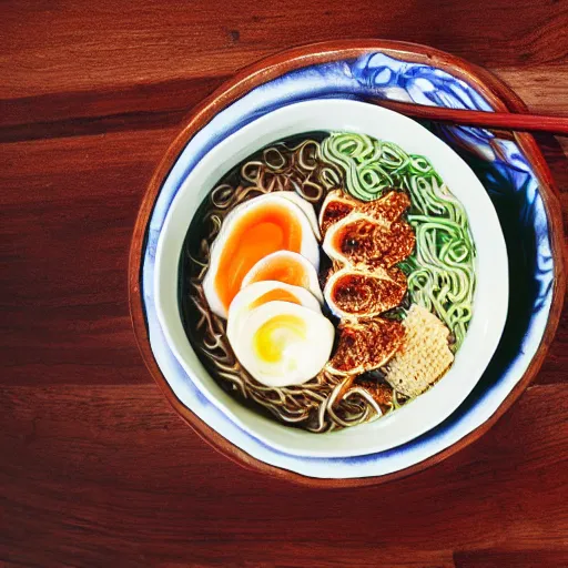 Image similar to A bowl of ramen with RCA cable noodle, 35mm film