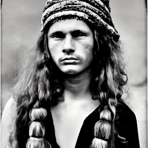Image similar to hippy model photograph by ansel adams