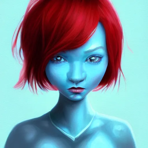 Prompt: A portrait of red hair gir by sam does art, highly detailed, digital painting, concept art, sharp focus, illustration, trending on artstaion