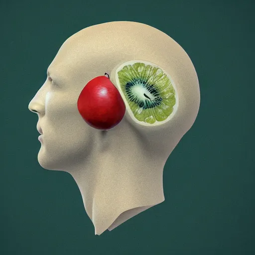 Image similar to a males head made from fruits, artstation, award-winning art