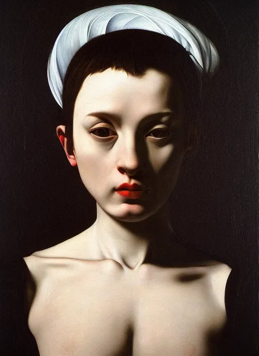 Image similar to artificial consciousness, detailed, hyperrealism, by Caravaggio,