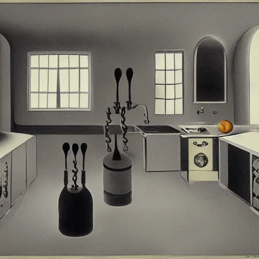 Prompt: kitchen, by yves tanguy