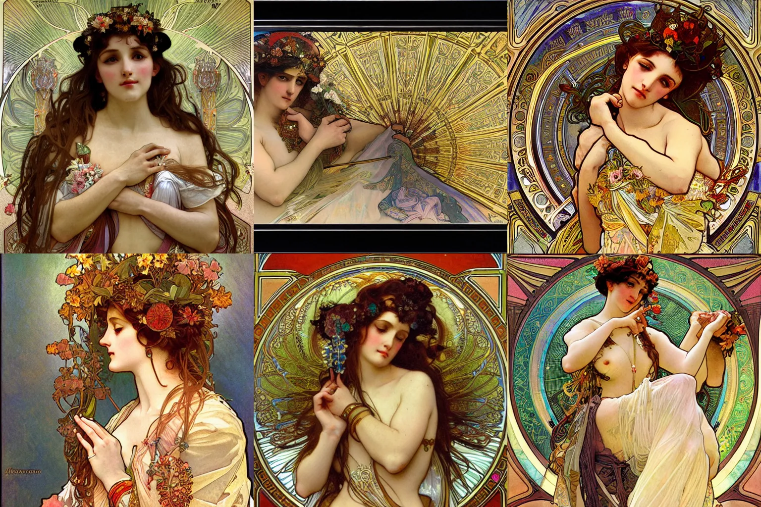 Prompt: goddess of passion and delight , by Alphonse Mucha, Hyperrealism, Photorealism, Tilt-shift, High Detail, High Definition