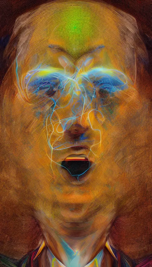 Image similar to portrait of a digital shaman, by jason de graaf