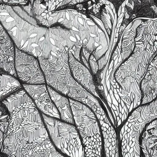 Prompt: forest, detailed intricate sketch, 4k, illustration, cross hatched, black ink on white paper