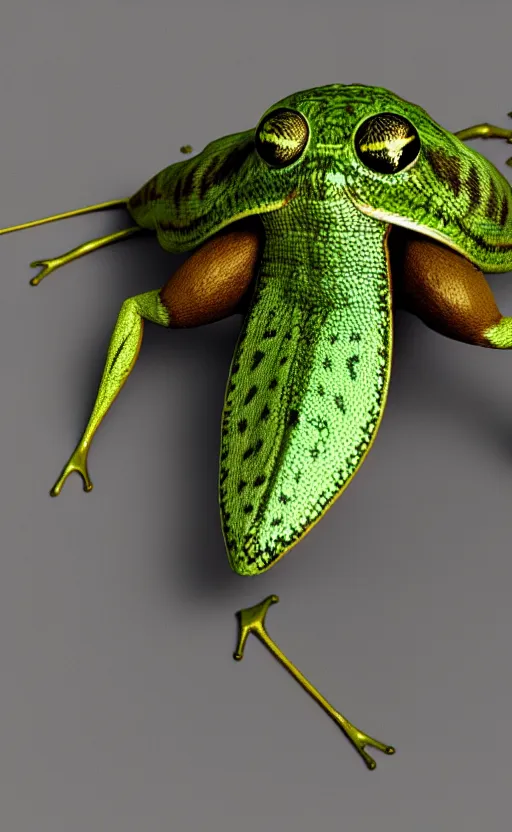 Image similar to a mothfrog, an animal that is half moth half frog, octane render, realistic, hd