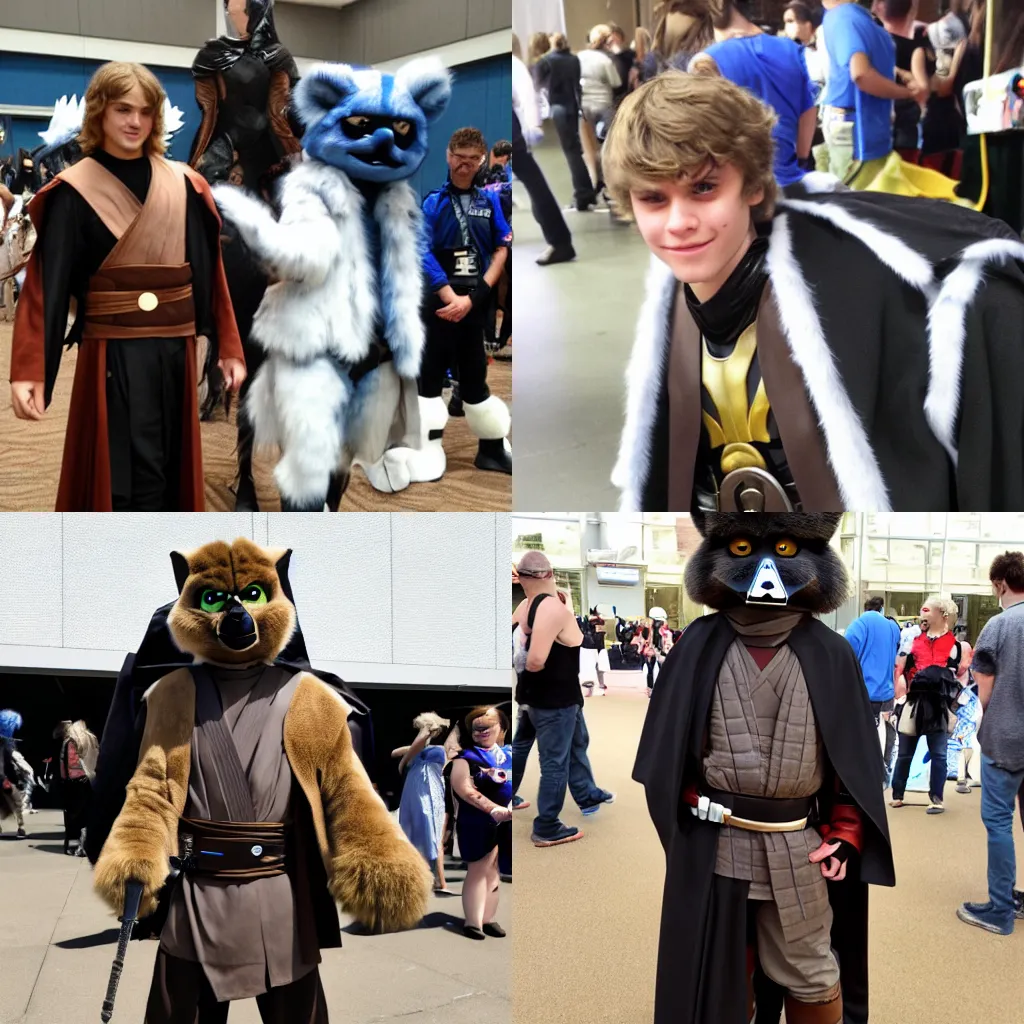 Prompt: Anakin Skywalker at a furry convention