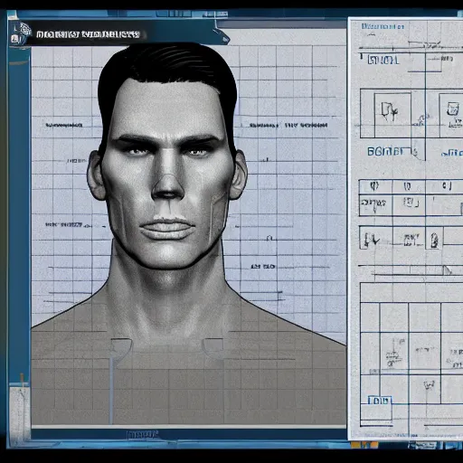 Image similar to jerma985 face schematics, blueprint detailed