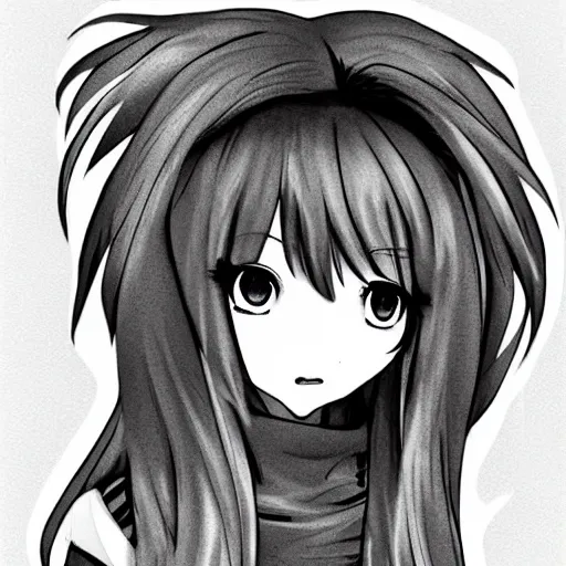 Cute Anime Girl with Short White Wavy Curly Hair · Creative Fabrica