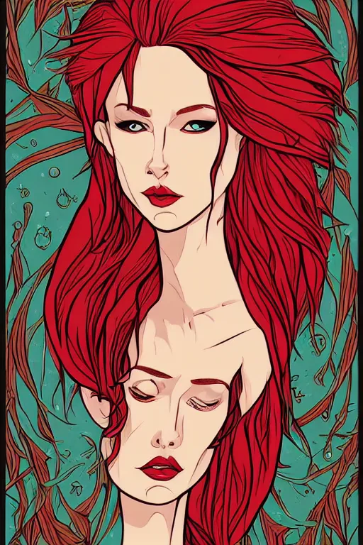 Prompt: red headed elven queen, art by ori toor, sticker, colorful, illustration, highly detailed, simple, smooth and clean vector curves, no jagged lines, vector art, smooth