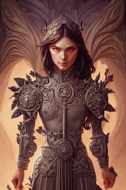 Image similar to Muscular and powerful medieval knight portrait, art nouveau, fantasy, intricate flower designs, elegant, highly detailed, sharp focus, art by Artgerm and Greg Rutkowski