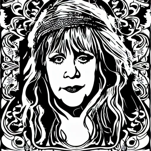 Image similar to stevie nicks, sticker - art, svg vector, adobe - illustrator