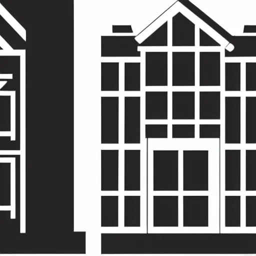 Prompt: logo of a building and a house, minimalistic, vectorized logo style