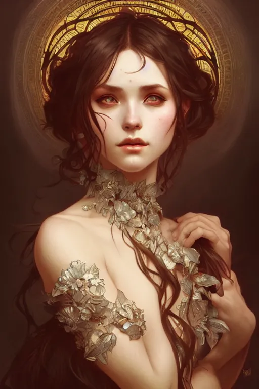 Prompt: beautiful, dark fantasy, intricate, elegant, highly detailed, digital painting, artstation, concept art, matte, sharp focus, illustration, art by artgerm and alphonse mucha