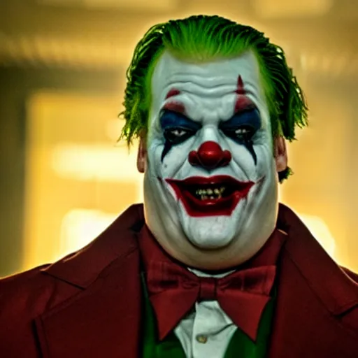 Prompt: stunning awe inspiring chris farley as the joker movie still 8 k hdr atmospheric lighting