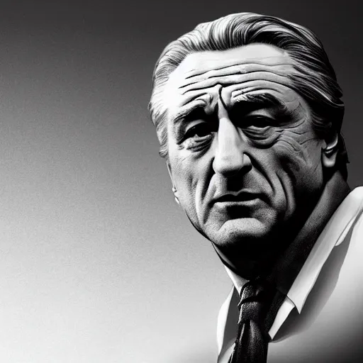 Prompt: Robert De Niro stars in Sin City movies, incredibly detailed, photorealistic, Black and white, cinematic lighting, trending on artstation, 4k, hyperrealistic