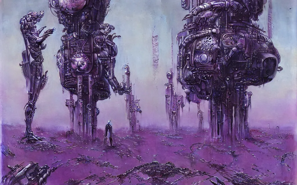 Image similar to a futurist cybernetic purple wildness, future perfect, award winning digital art by santiago caruso and bruce pennington