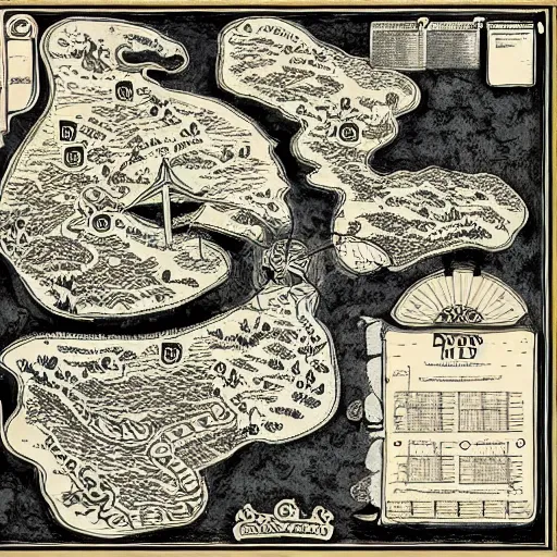 Image similar to a black pen drawn dnd map