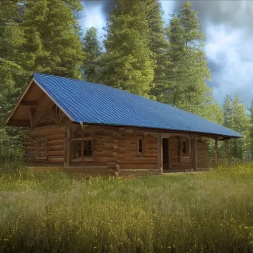 Prompt: a ultra realistic blue lightning arc over a cabin in the wood. complex, highly detailed, unreal engine 5, 8 k render