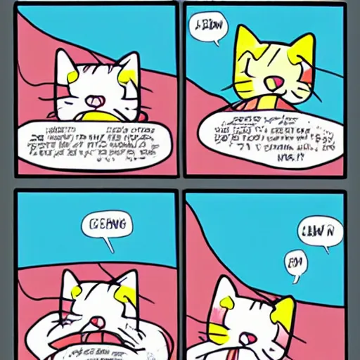 Image similar to Kirby in a cute comic about cats