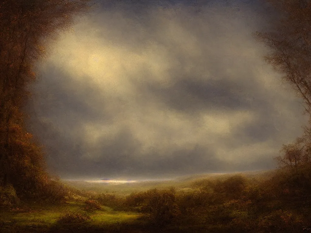 Prompt: a mystical landscape by thomas seddon
