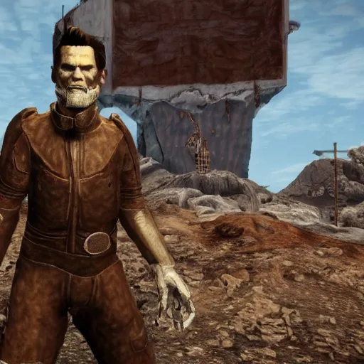 Image similar to Jim Carrey in Fallout New Vegas, 4k, detailed,