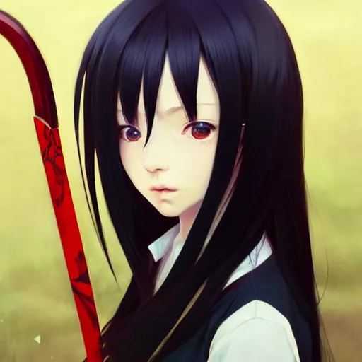 Image similar to a portrait of a beautiful scythe, art by ilya kuvshinov and wlop and and josan gonzalez, shikanosuke yagaki, mitsumayo, reivaille, digital art, highly detailed, intricate, sharp focus, trending on artstation hq, deviantart, pinterest, unreal engine 5, 4 k uhd image