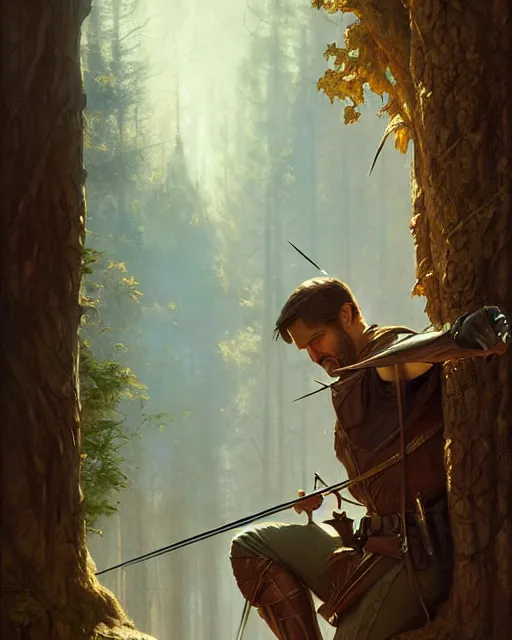 Image similar to robin hood, fine details, realistic shaded lighting poster by greg rutkowski, magali villeneuve, artgerm, jeremy lipkin and michael garmash and rob rey