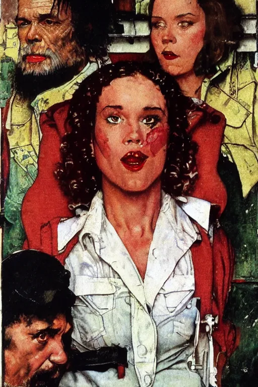 Prompt: Alabama Whitman from True Romance painted by Norman Rockwell