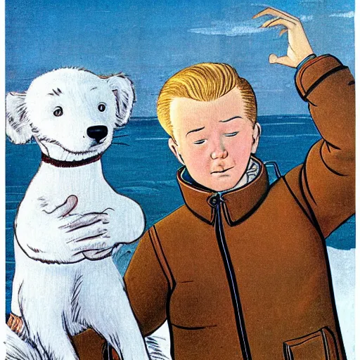 Prompt: Tintin and snowy by botticelli, highly detailed