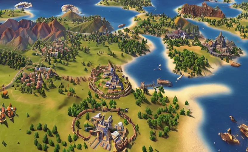 Image similar to “screen shot of civilization 6”