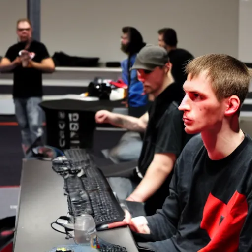 Image similar to white man with long neck at fighting game tournament