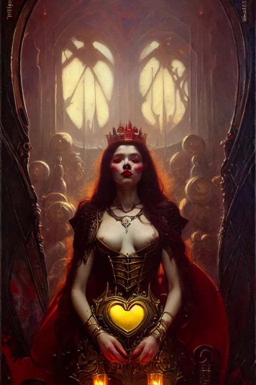 Image similar to the queen of hearts, dark fantasy by gaston bussiere, bayard wu, greg rutkowski, giger, maxim verehin