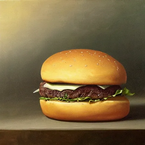 Prompt: beautiful burger painting by Ivan Shishkin