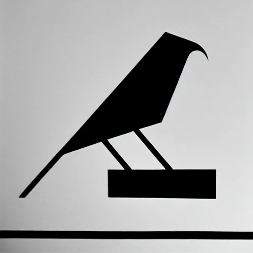 Image similar to geometric bird symbol by karl gerstner, black and white, 8 k scan, negative space, clever, focused, hard line, satisfying, award winning