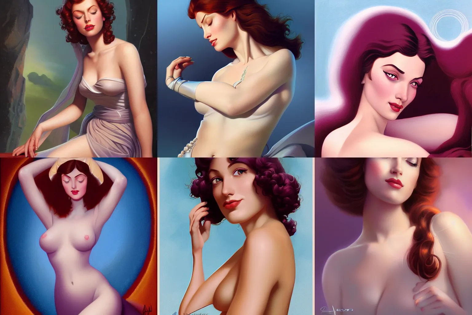 Prompt: portrait of Leela, dreamy and ethereal, expressive pose, peaceful expression, elegant, highly detailed, digital painting, artstation, concept art, smooth, sharp focus, by Alberto Vargas