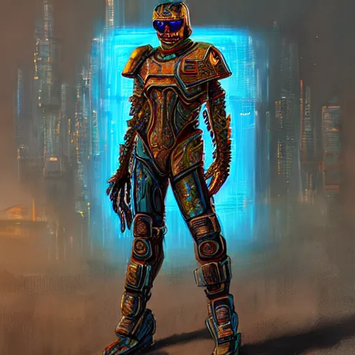 Prompt: bast ulta realistic crisp cyberpunk armor painting
