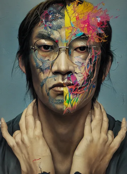 Prompt: beautiful portrait of Satoru Gojo, by Tristan Eaton, Stanley Artgermm, Tom Bagshaw, Greg Rutkowski, Carne Griffiths. trending on DeviantArt, face enhance, hyper detailed, trending on Artstation, 8k, masterpiece, graffiti paint, fine detail, full of color, intricate detail, golden ratio illustration